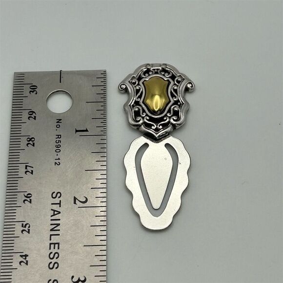 Brighton Two-Tone Gold and Silver Tone Scroll Bookmark Clip Rectangle Shape - Picture 6 of 7